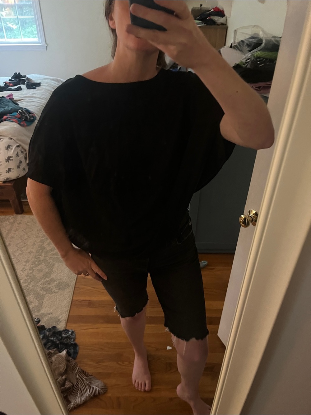 COS Black Wide Boatneck Dolman Top